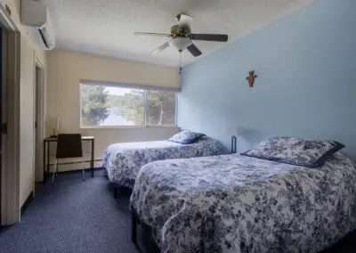 Room at Maryville Retreat Center showing amenities and interior features.