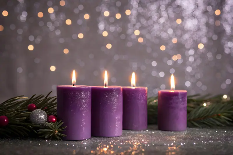 Four candles lit during the Advent season.