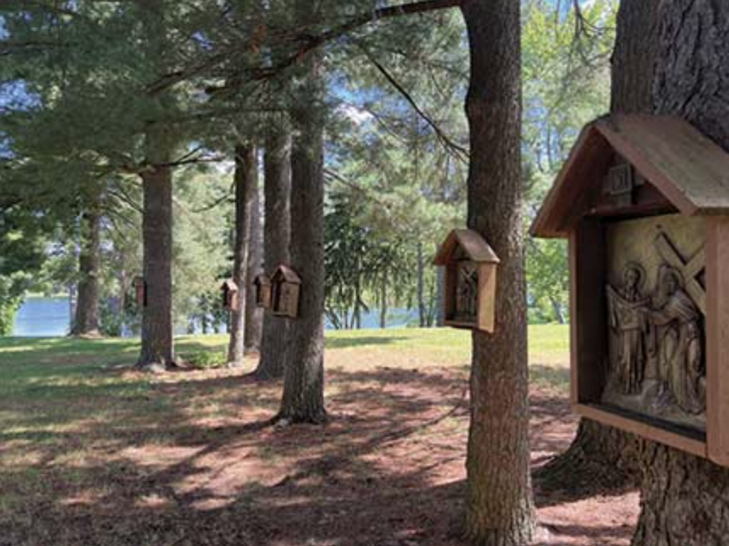 Outdoor Stations of the Cross at Maryville Retreat Center for the religious retreat program Contemplative Stations of the Cross.