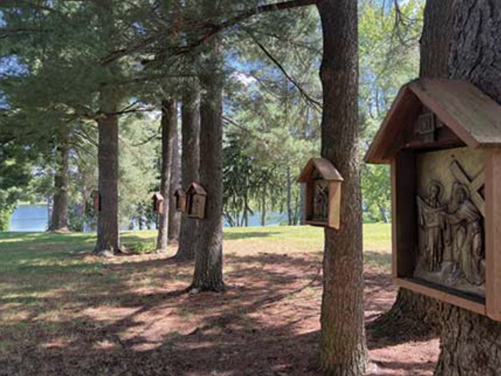 Outdoor Stations of the Cross at Maryville Retreat Center for the religious retreat program Contemplative Stations of the Cross.
